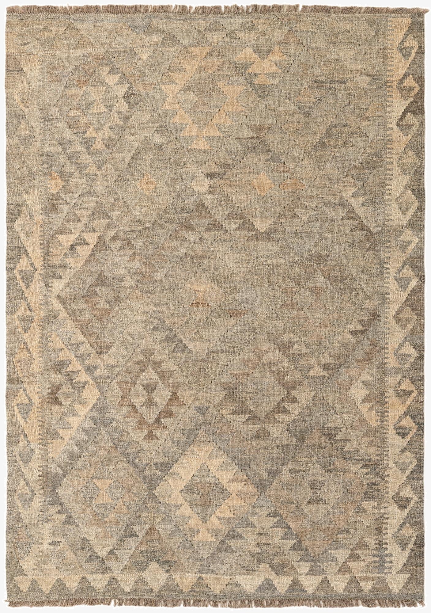 4' 4 x 6' 1  Hand Woven Kilim Maymana Wool Rug