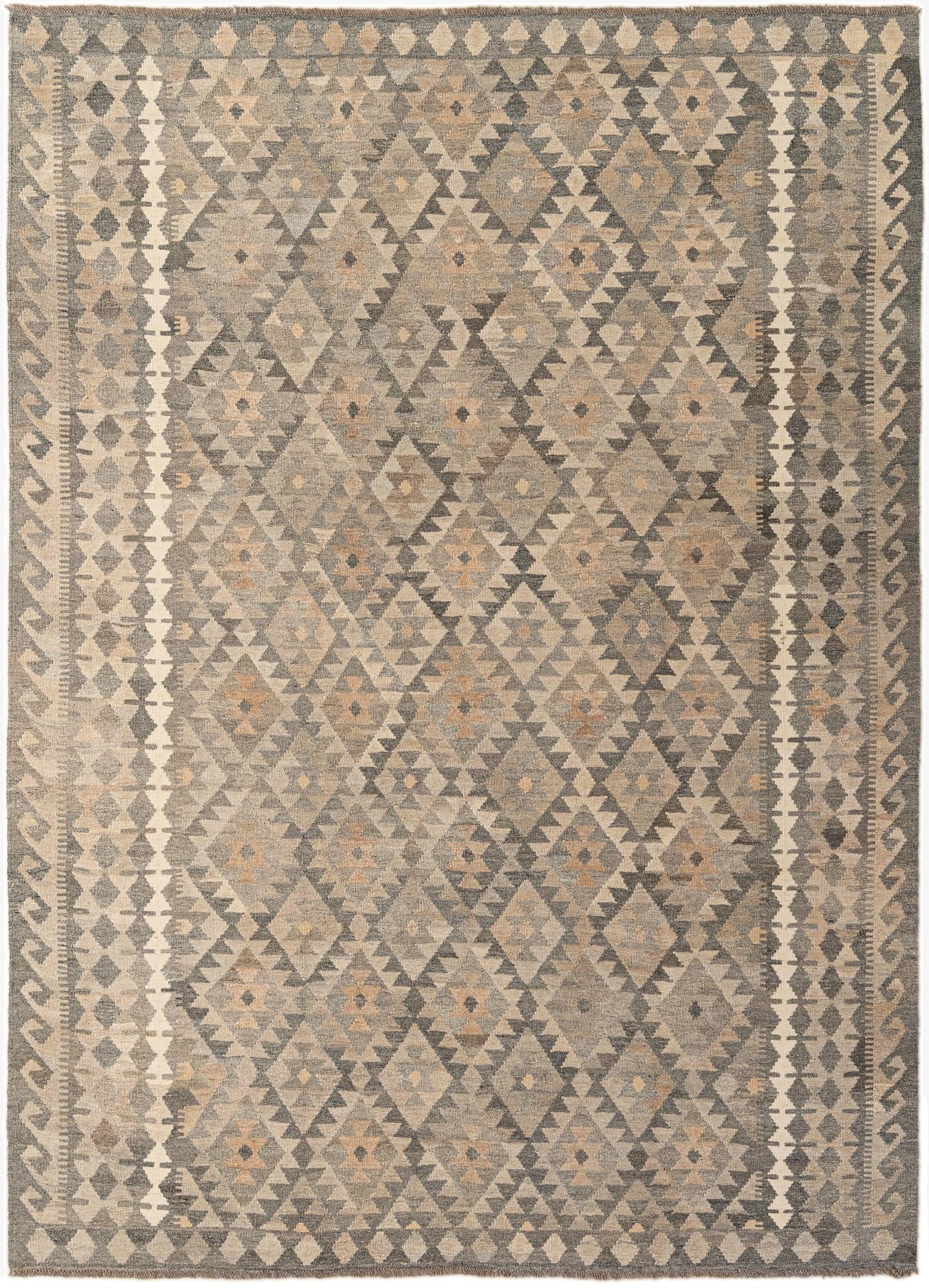 7' 1 x 9' 8  Hand Woven Kilim Maymana Wool Rug