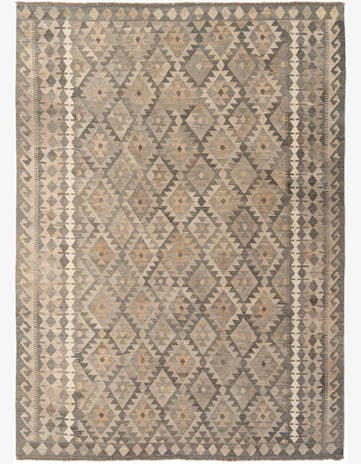 7' 1 x 9' 8 Hand Woven Kilim Maymana Wool Rug