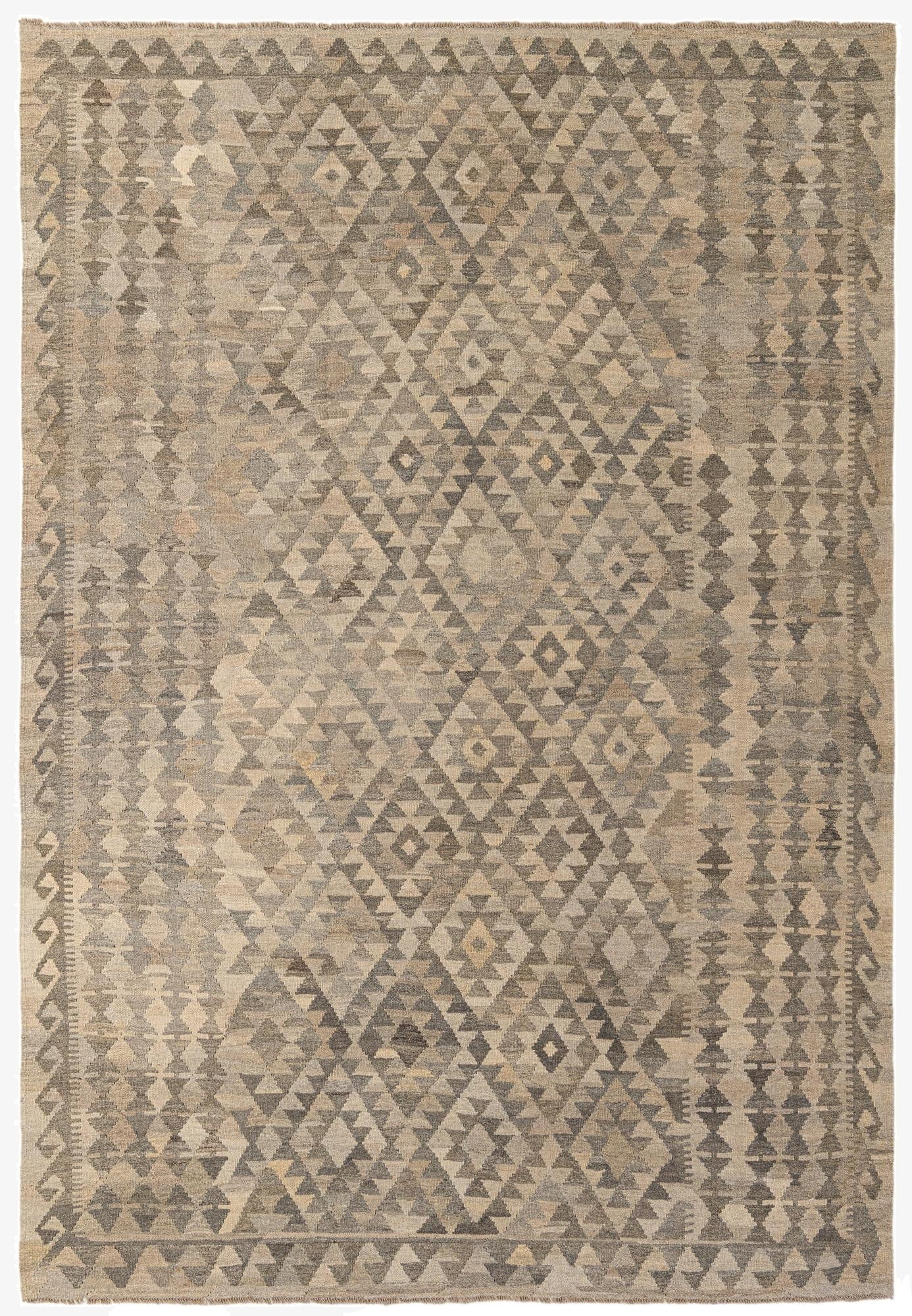 6' 9 x 9' 9  Hand Woven Kilim Maymana Wool Rug