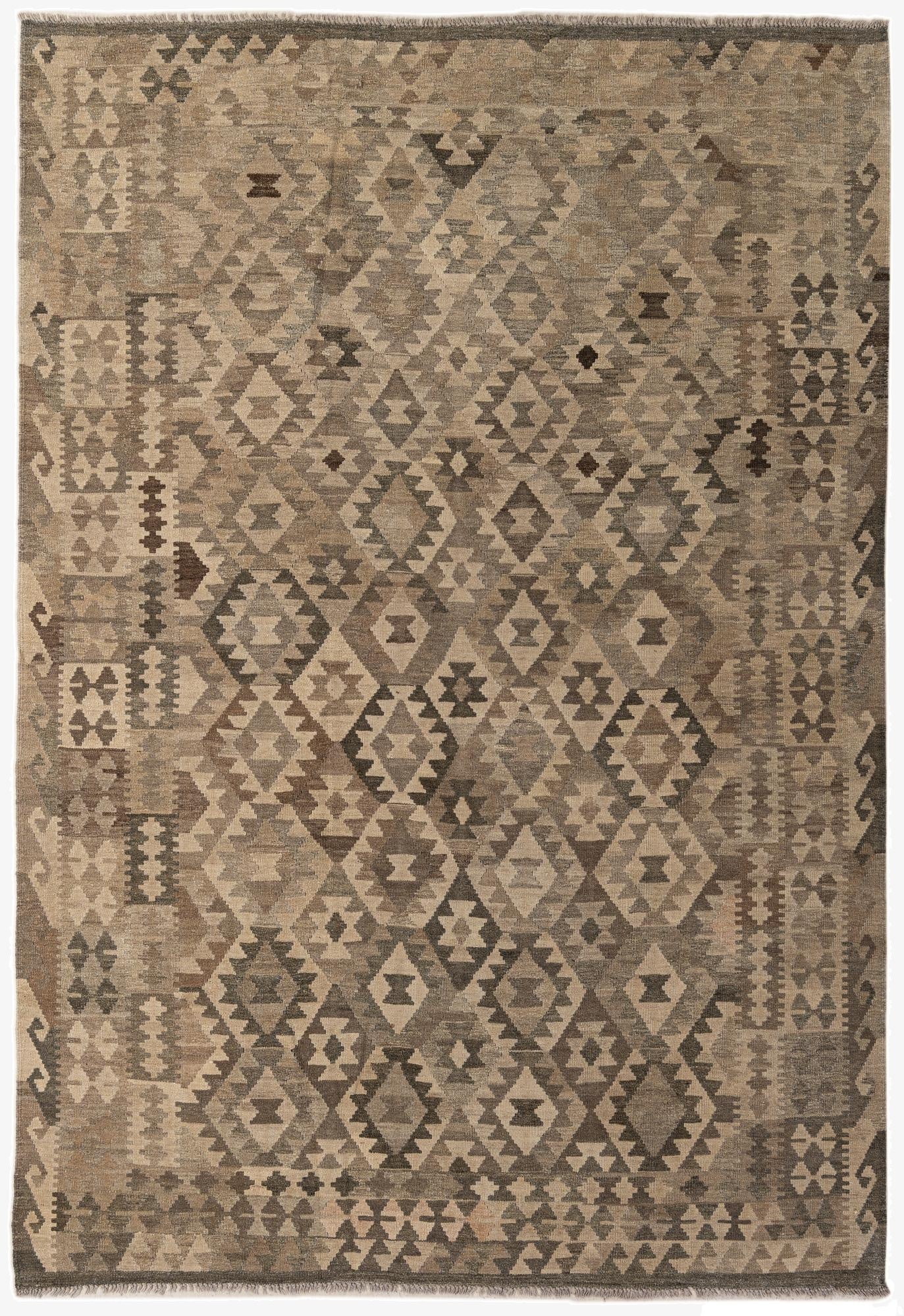 6' 7 x 9' 7  Hand Woven Kilim Maymana Wool Rug