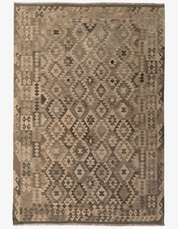 6' 7 x 9' 7 Hand Woven Kilim Maymana Wool Rug