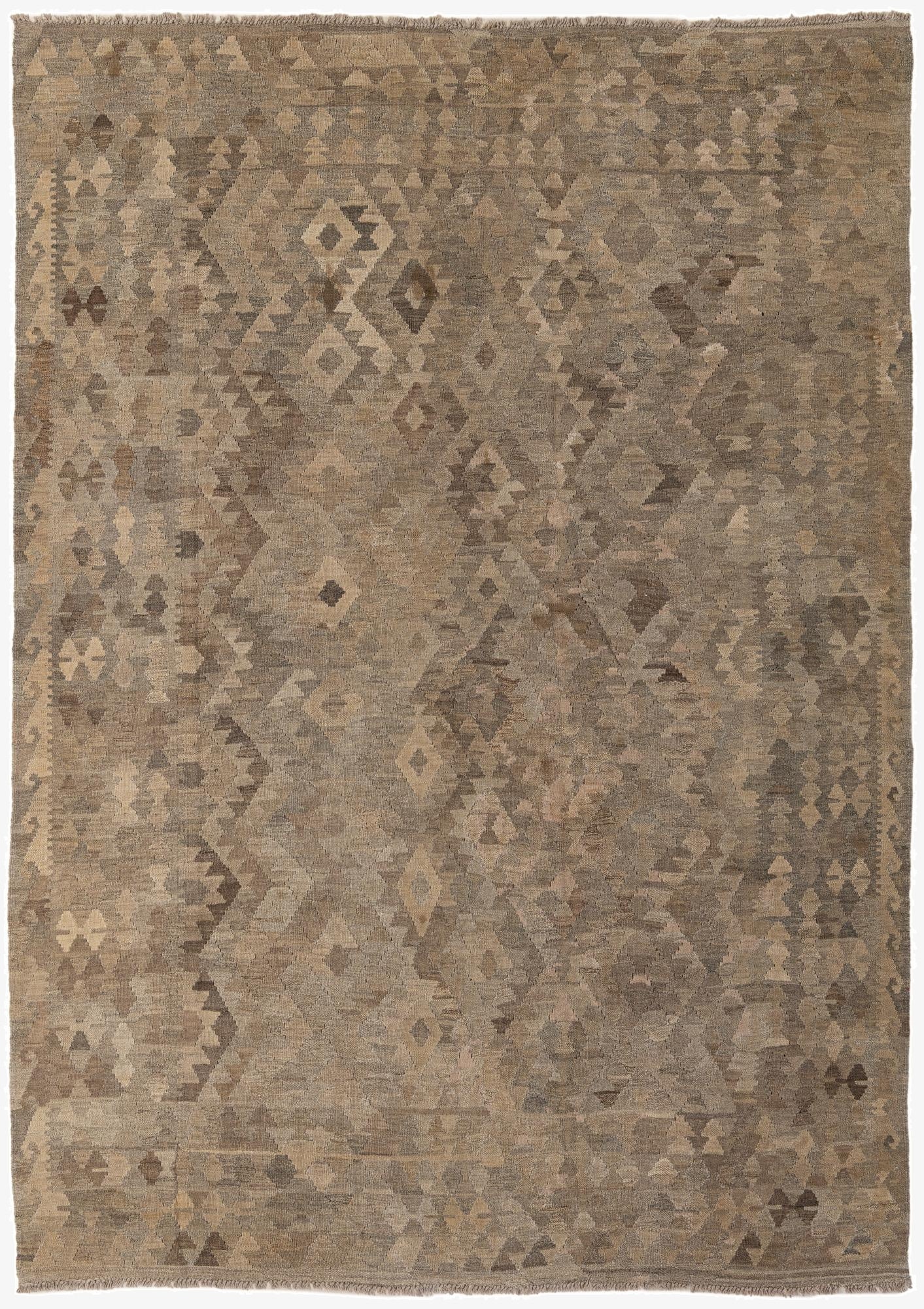 6' 8 x 9' 4  Hand Woven Kilim Maymana Wool Rug