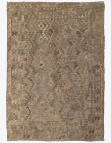 6' 8 x 9' 4 Hand Woven Kilim Maymana Wool Rug