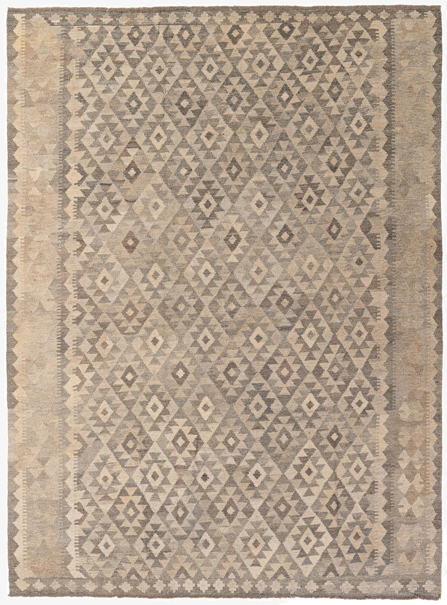 7' 3 x 9' 9  Hand Woven Kilim Maymana Wool Rug