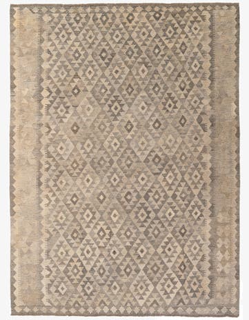 7' 3 x 9' 9 Hand Woven Kilim Maymana Wool Rug