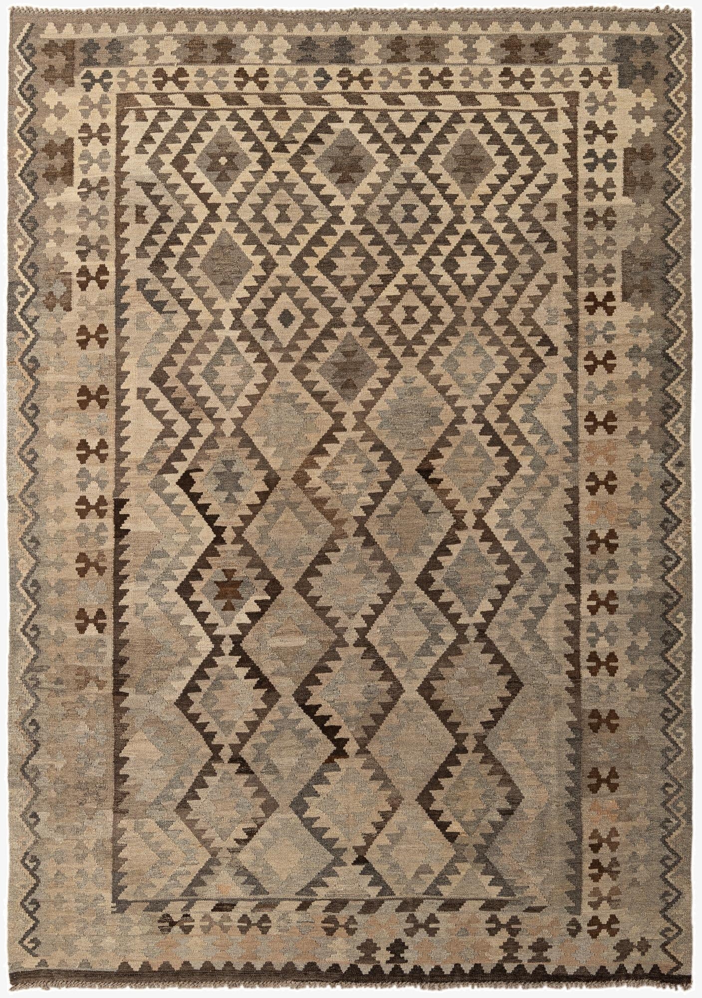 6' 9 x 9' 7  Hand Woven Kilim Maymana Wool Rug
