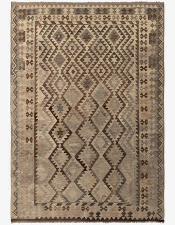 6' 9 x 9' 7 Hand Woven Kilim Maymana Wool Rug