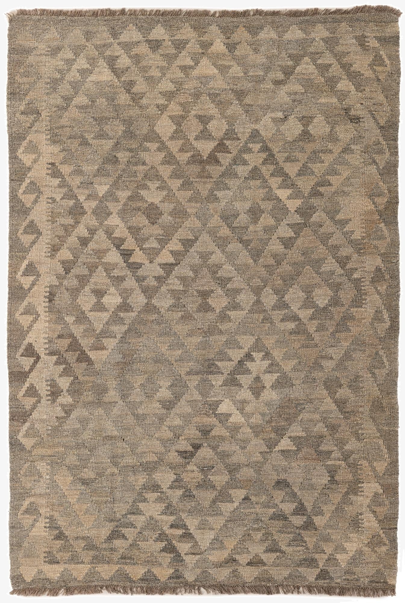 4' 3 x 6' 3  Hand Woven Kilim Maymana Wool Rug