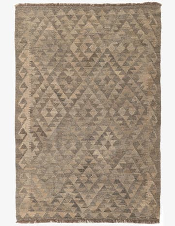 4' 3 x 6' 3 Hand Woven Kilim Maymana Wool Rug