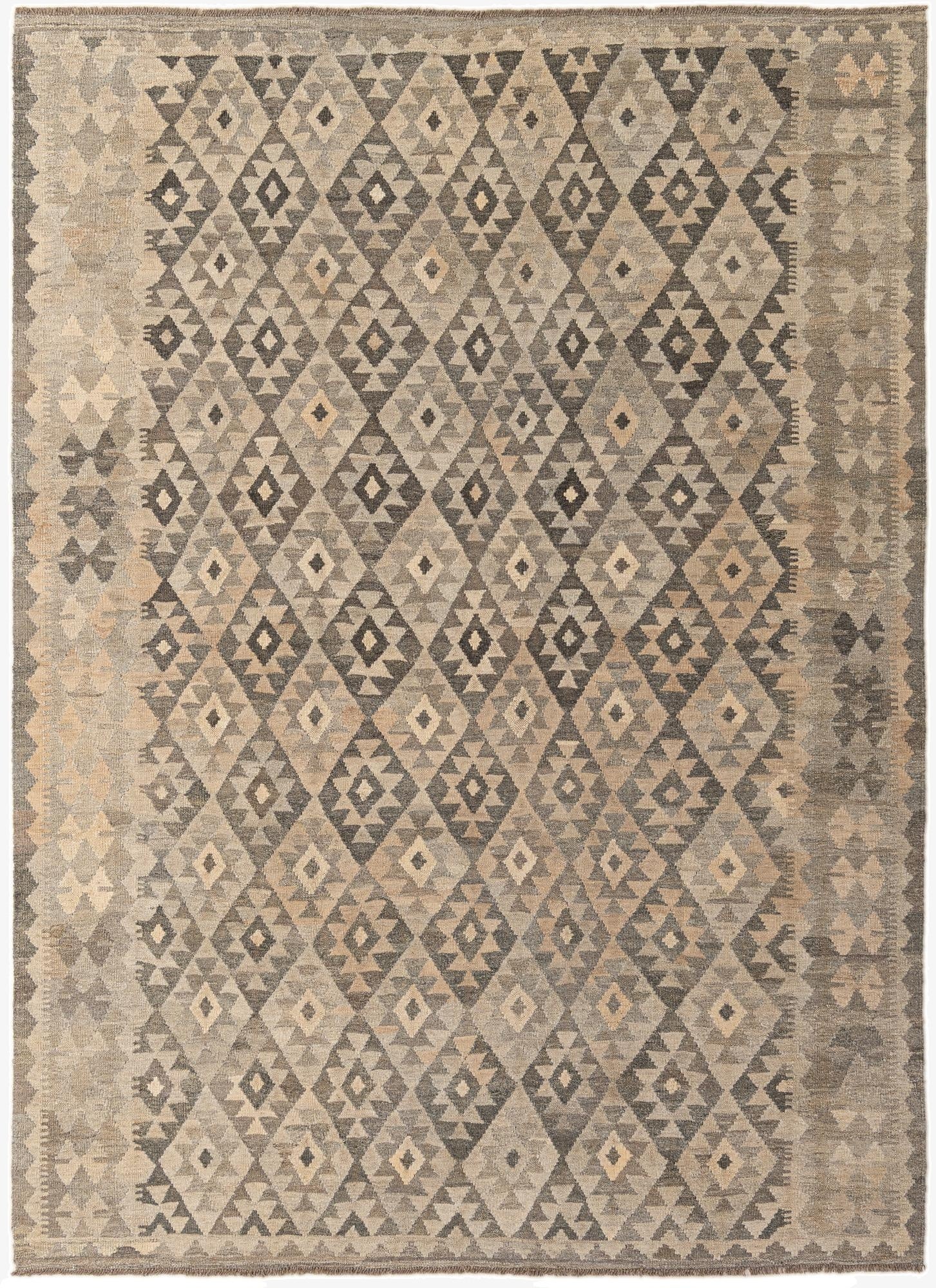 6' 11 x 9' 7  Hand Woven Kilim Maymana Wool Rug