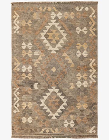 3' 2 x 5' Hand Woven Kilim Maymana Wool Rug