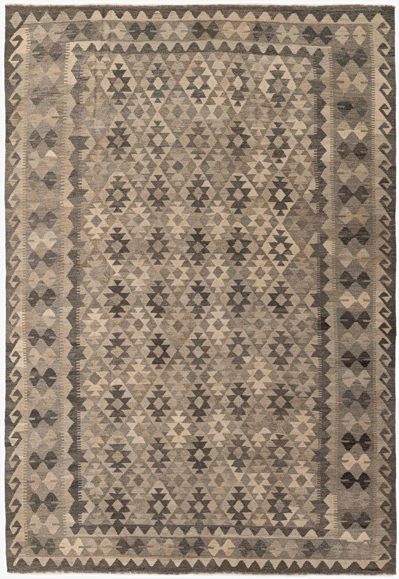 6' 10 x 9' 10  Hand Woven Kilim Maymana Wool Rug
