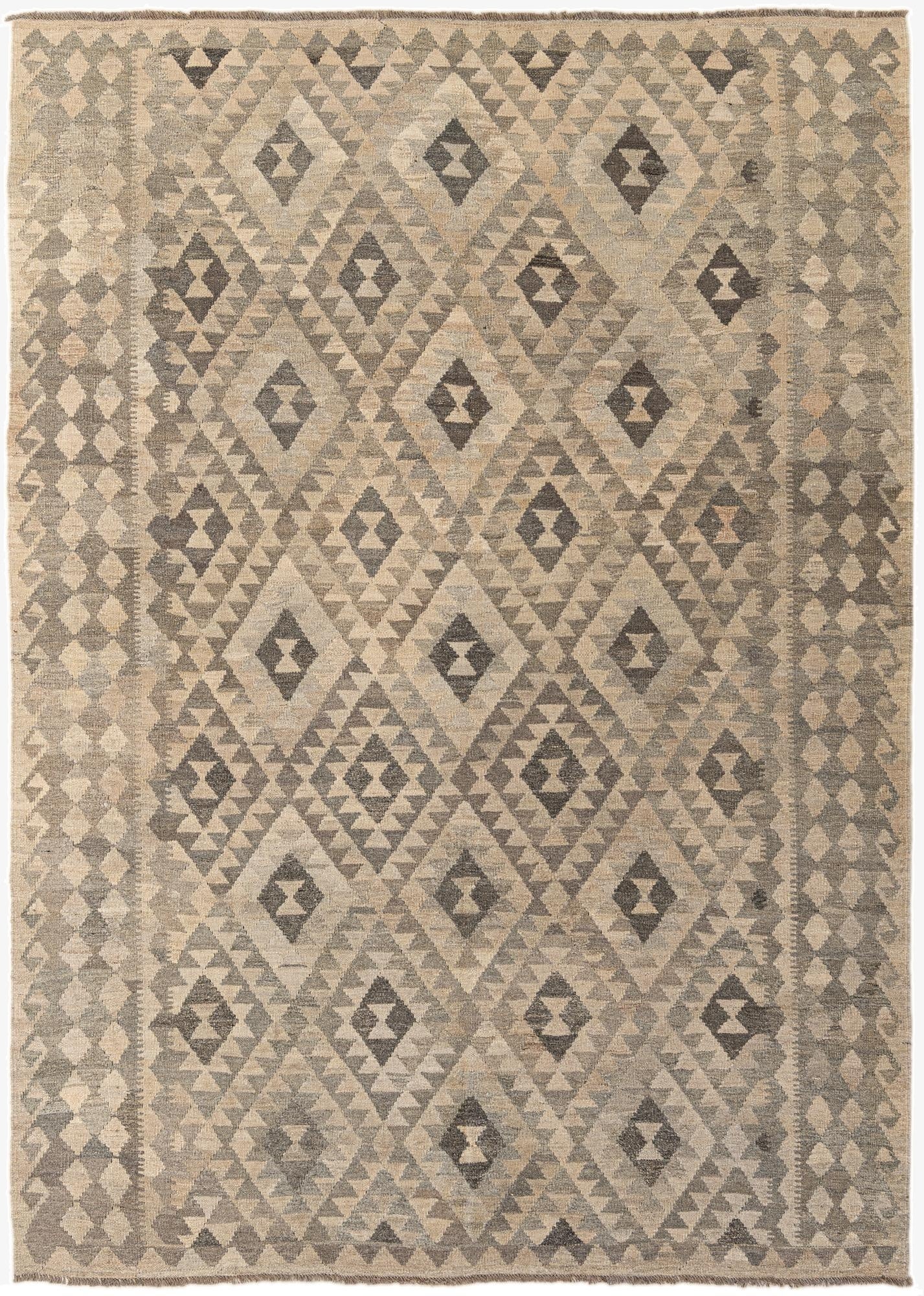 7' x 9' 10  Hand Woven Kilim Maymana Wool Rug