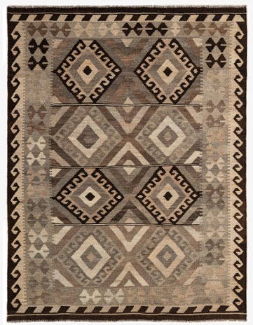 5' 2 x 6' 9 Hand Woven Kilim Maymana Wool Rug