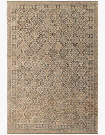 6' 8 x 9' 8 Hand Woven Kilim Maymana Wool Rug