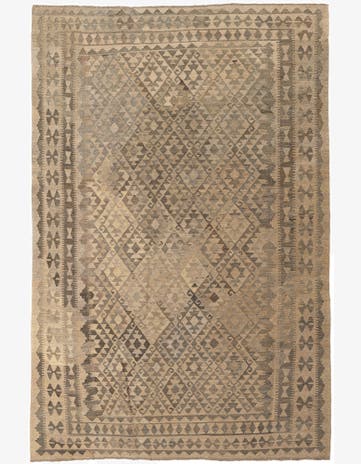 6' 8 x 10' 3 Hand Woven Kilim Maymana Wool Rug