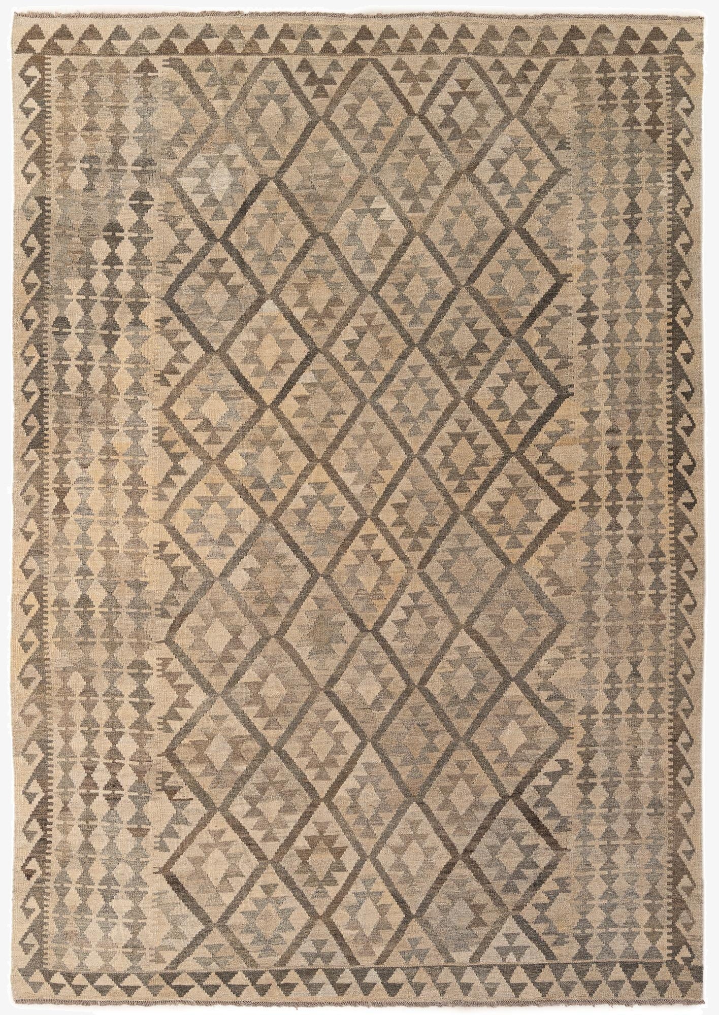 6' 11 x 9' 11  Hand Woven Kilim Maymana Wool Rug