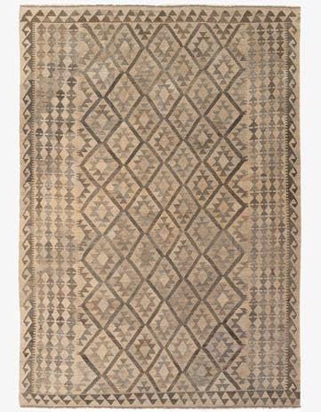 6' 11 x 9' 11 Hand Woven Kilim Maymana Wool Rug