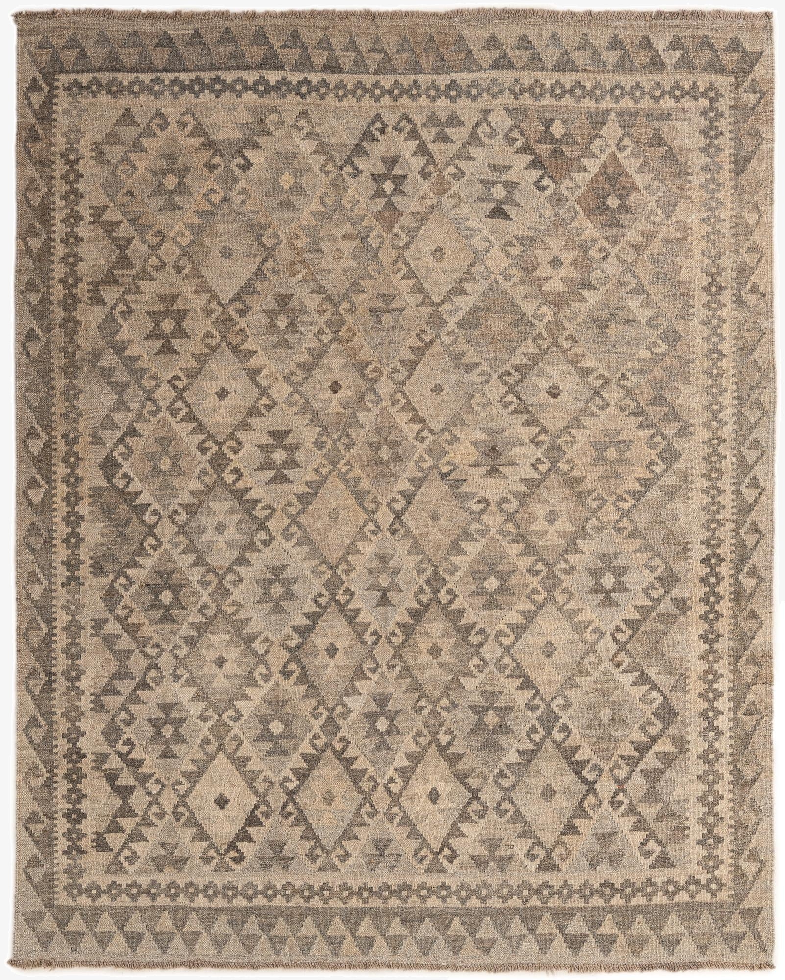 5' 2 x 6' 5  Hand Woven Kilim Maymana Wool Rug