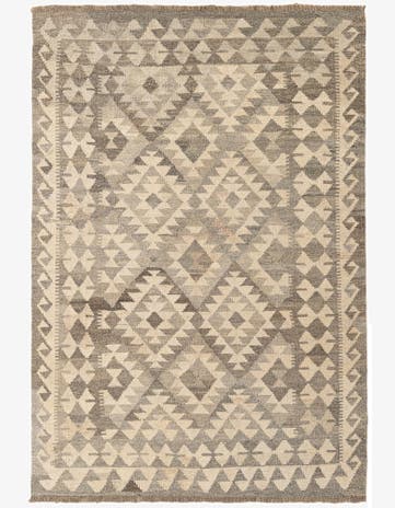 4' 2 x 6' Hand Woven Kilim Maymana Wool Rug
