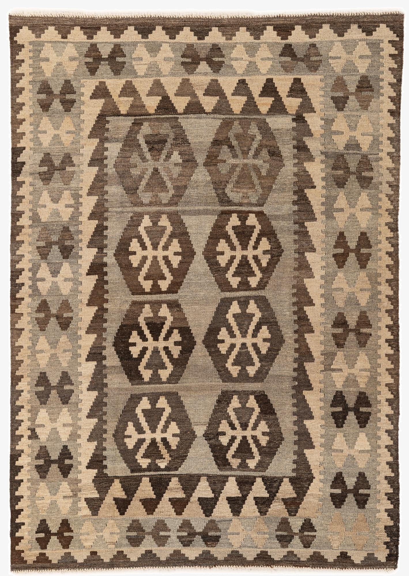 4' 4 x 6'  Hand Woven Kilim Maymana Wool Rug