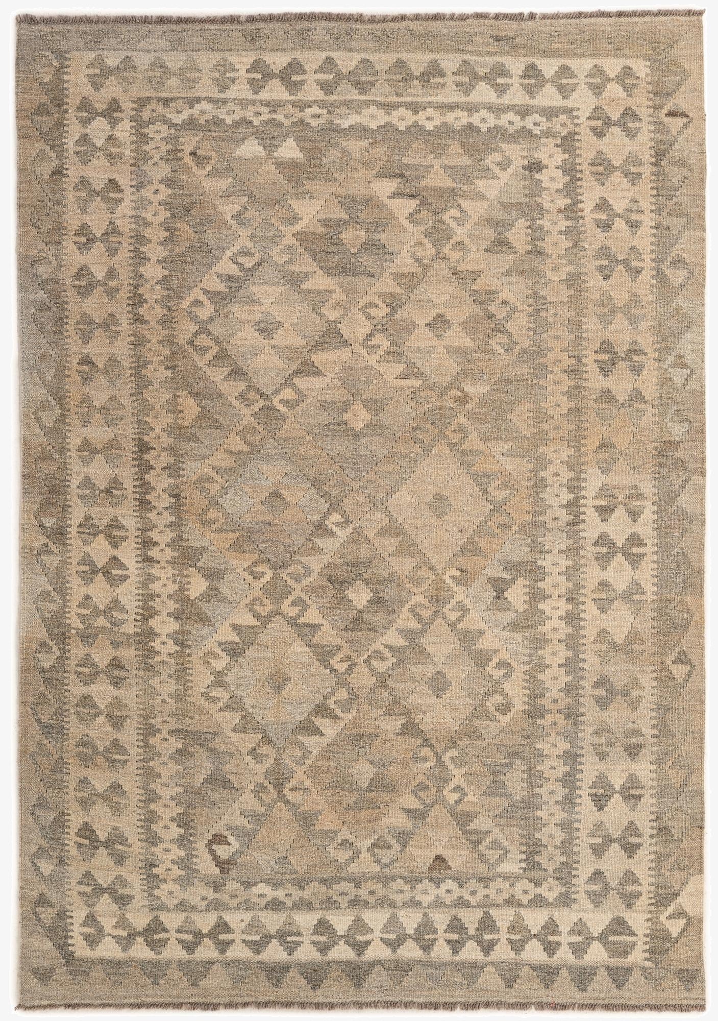 4' 10 x 6' 10  Hand Woven Kilim Maymana Wool Rug
