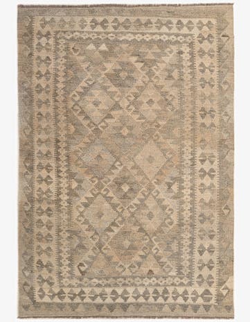 4' 10 x 6' 10 Hand Woven Kilim Maymana Wool Rug