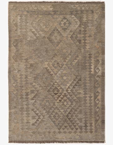 4' x 5' 9 Hand Woven Kilim Maymana Wool Rug