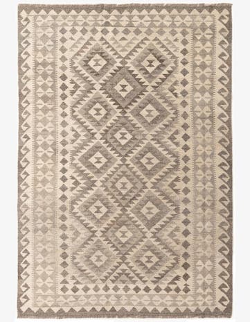 5' 8 x 8' 2 Hand Woven Kilim Maymana Wool Rug