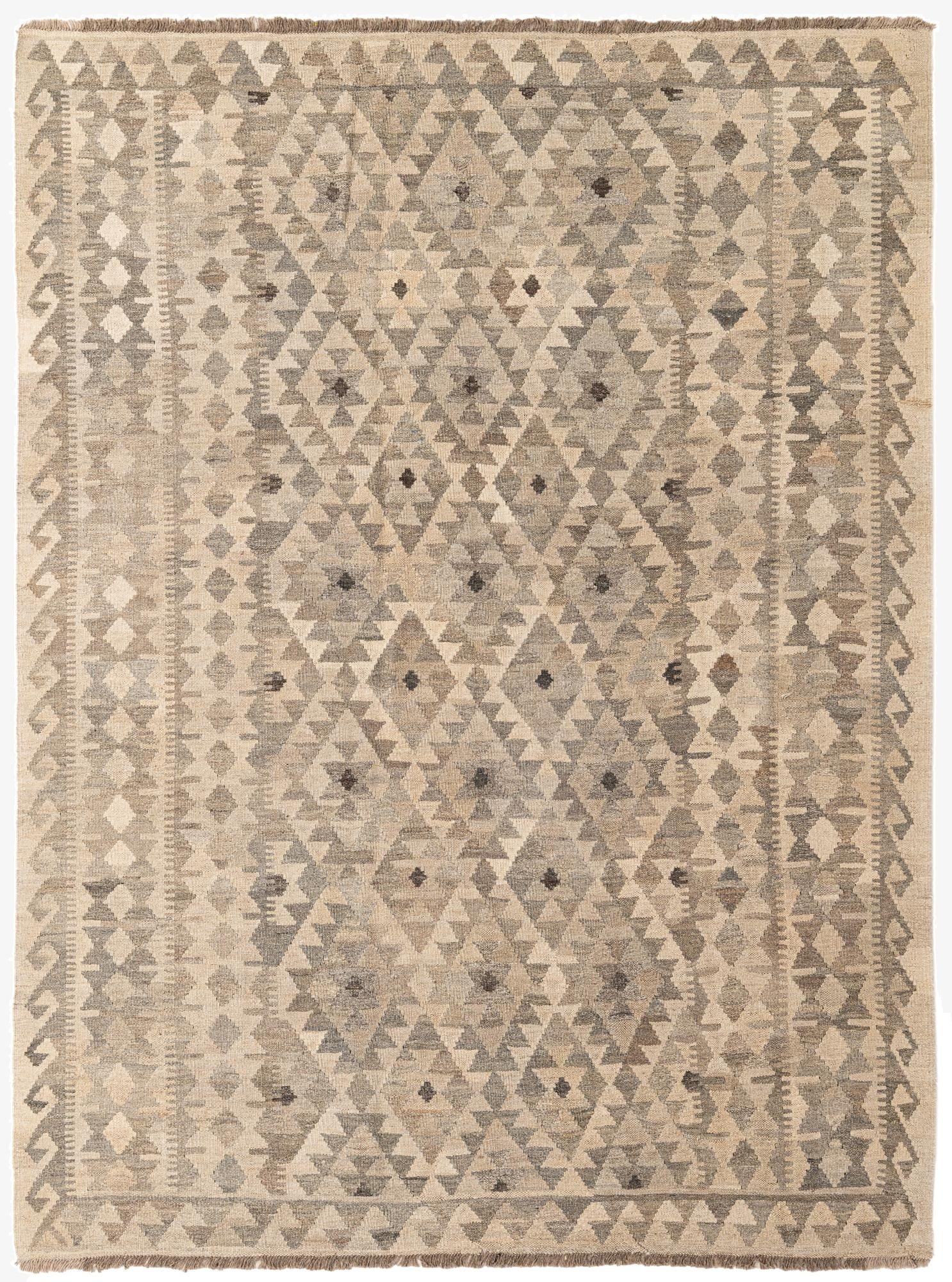 5' 11 x 7' 11  Hand Woven Kilim Maymana Wool Rug