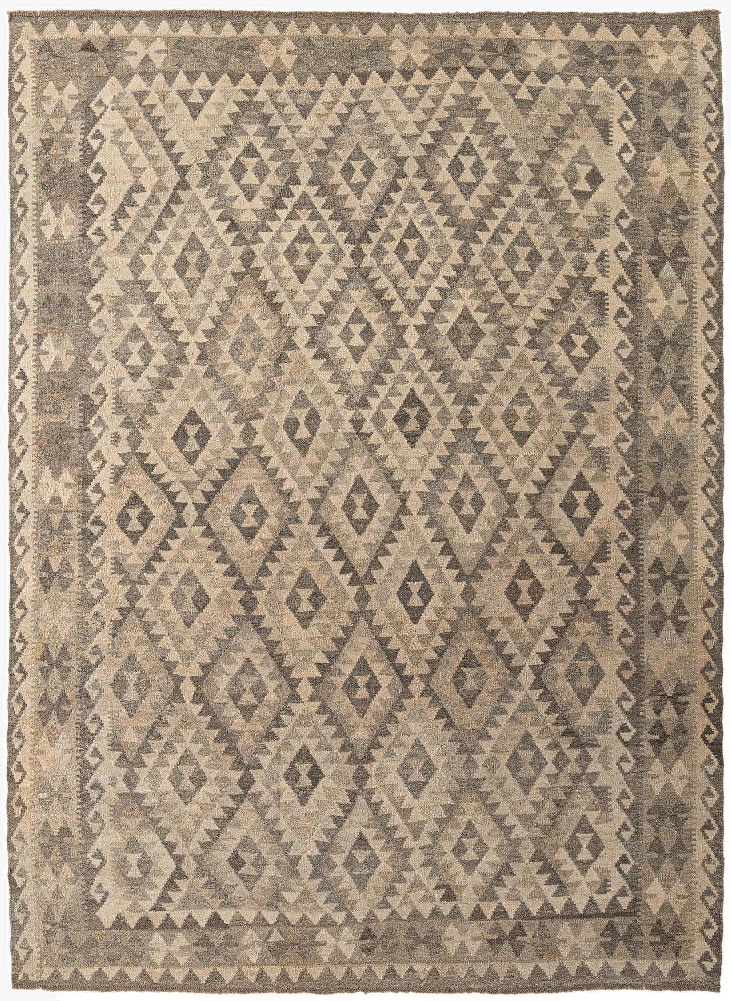 7' x 9' 6  Hand Woven Kilim Maymana Wool Rug