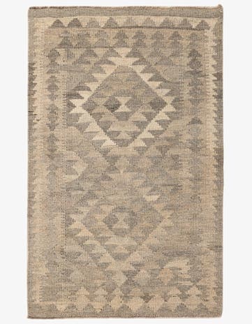 2' 6 x 4' 2 Hand Woven Kilim Maymana Wool Rug