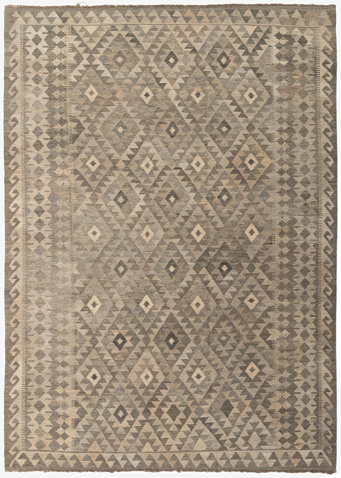 7' x 9' 9  Hand Woven Kilim Maymana Wool Rug
