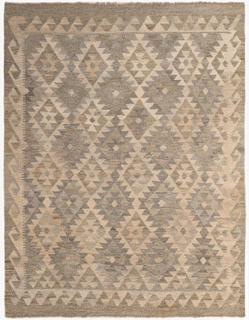 5' 1 x 6' 7 Hand Woven Kilim Maymana Wool Rug