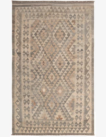 4' 9 x 7' 7 Hand Woven Kilim Maymana Wool Rug