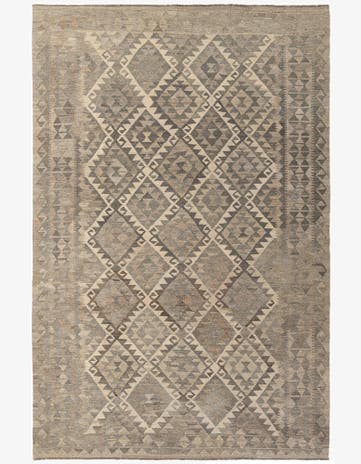 6' 8 x 9' 11 Hand Woven Kilim Maymana Wool Rug