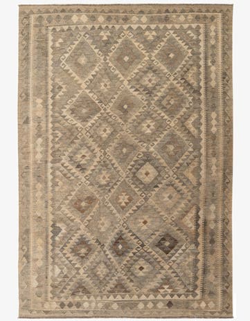 6' 9 x 9' 9 Hand Woven Kilim Maymana Wool Rug