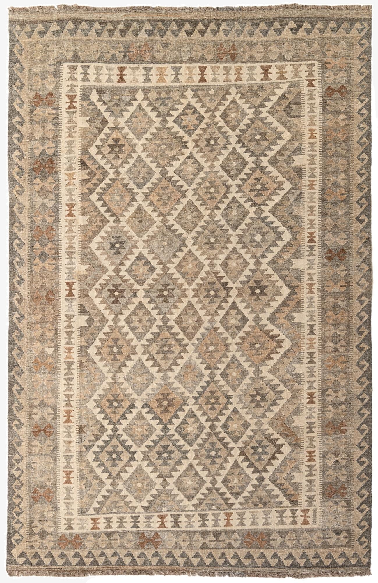 6' 6 x 10' 3  Hand Woven Kilim Maymana Wool Rug