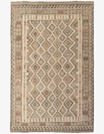 6' 6 x 10' 3 Hand Woven Kilim Maymana Wool Rug