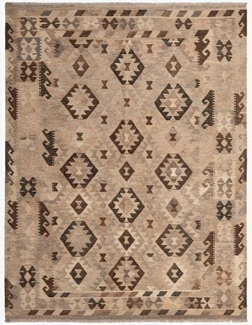 5' 2 x 6' 9 Hand Woven Kilim Maymana Wool Rug