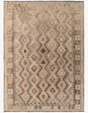 7' 4 x 9' 5 Hand Woven Kilim Maymana Wool Rug