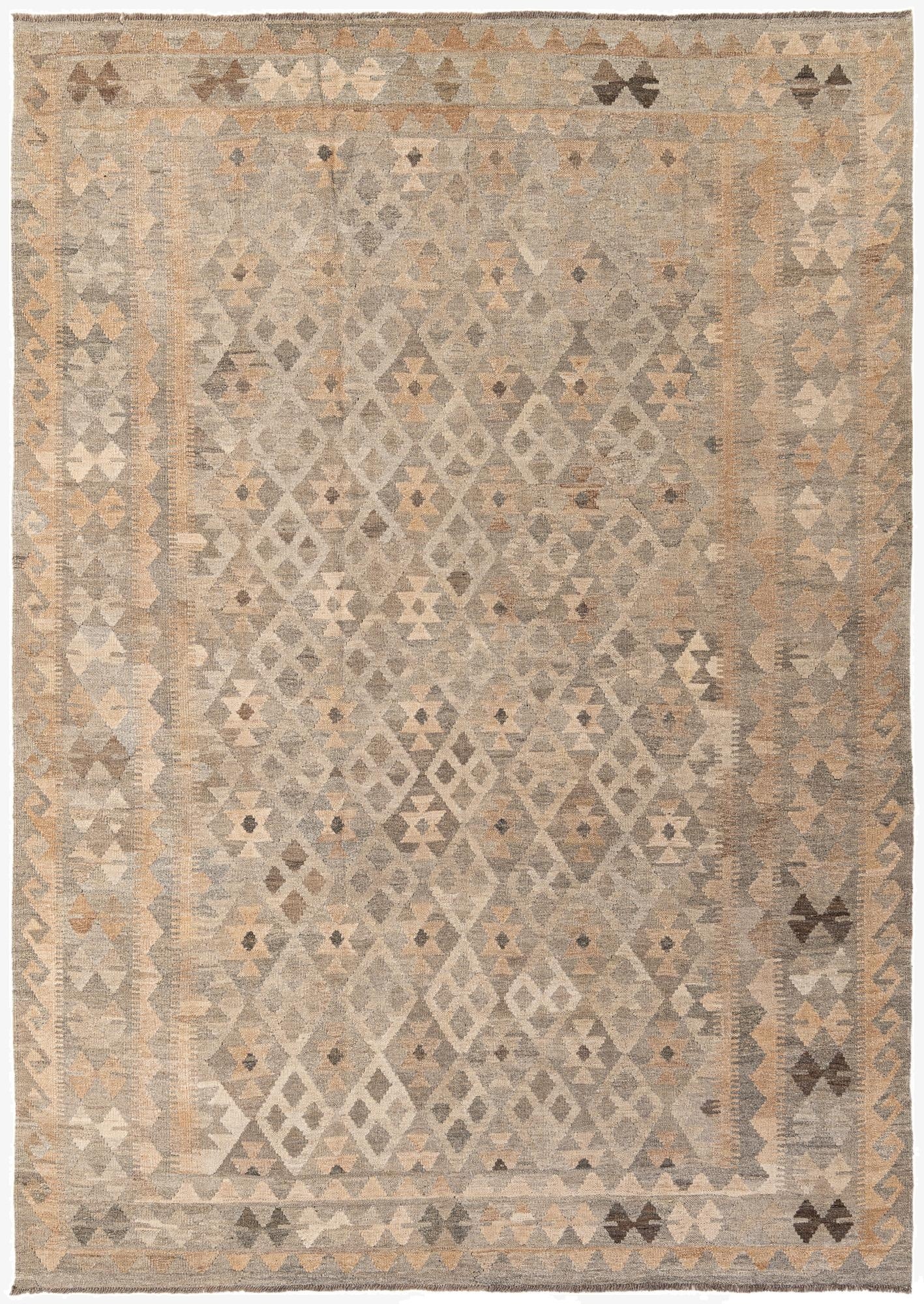 7' x 9' 9  Hand Woven Kilim Maymana Wool Rug