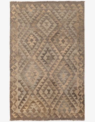 3' 4 x 5' 3 Hand Woven Kilim Maymana Wool Rug