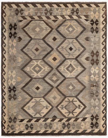 5' 2 x 6' 6 Hand Woven Kilim Maymana Wool Rug