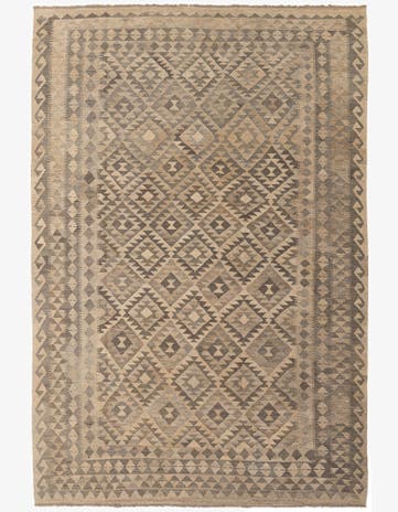 6' 9 x 9' 11 Hand Woven Kilim Maymana Wool Rug