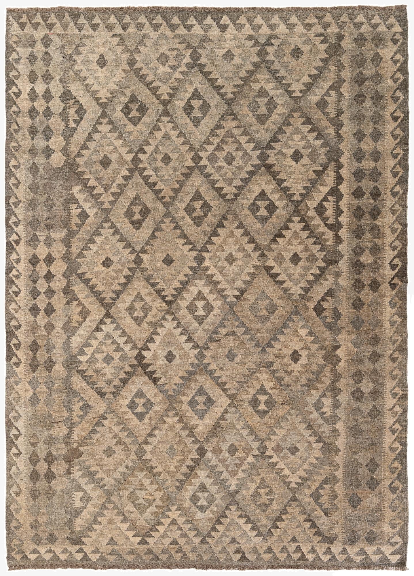 7' x 9' 9  Hand Woven Kilim Maymana Wool Rug