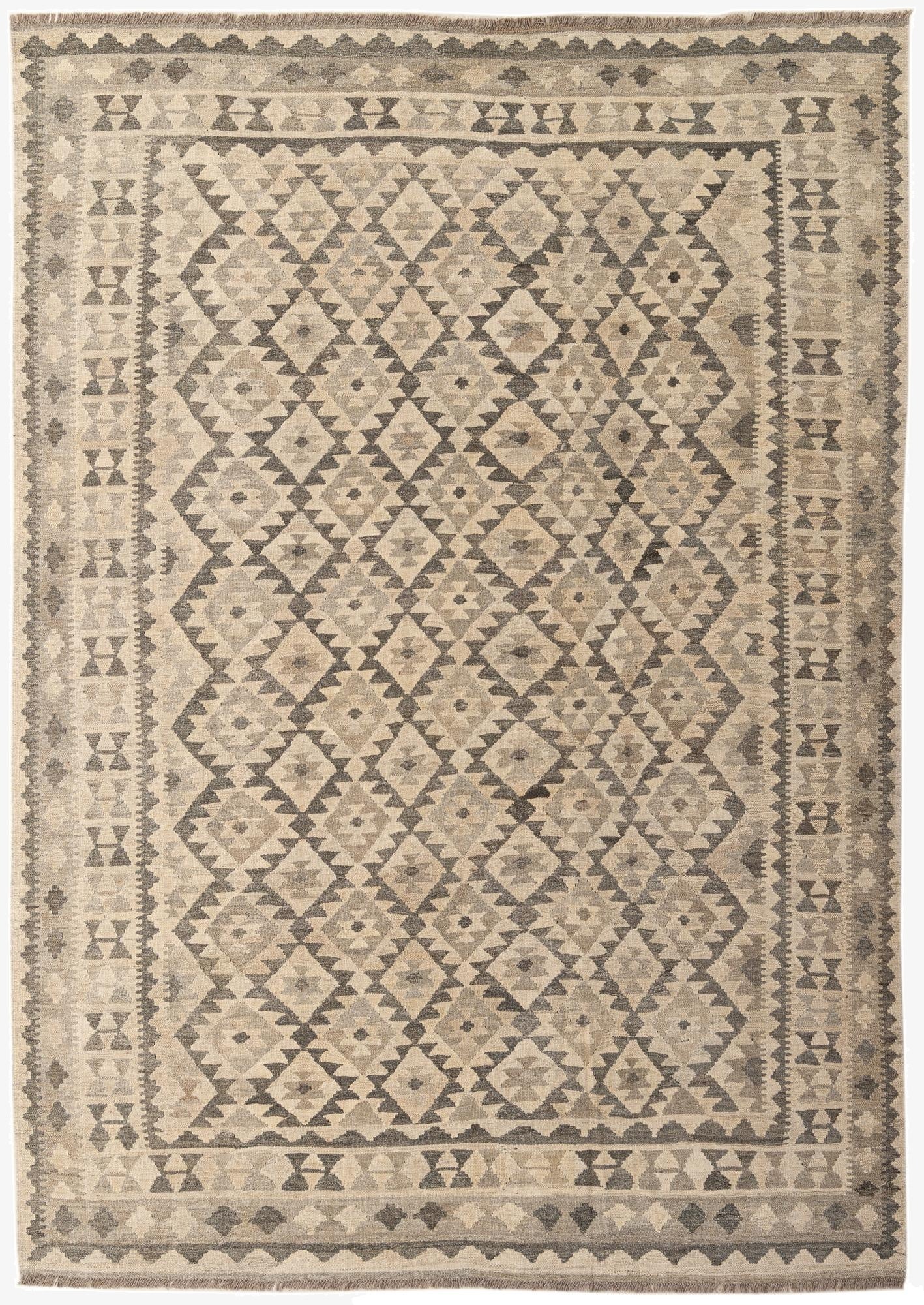 6' 11 x 9' 11  Hand Woven Kilim Maymana Wool Rug