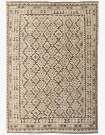 6' 11 x 9' 11 Hand Woven Kilim Maymana Wool Rug