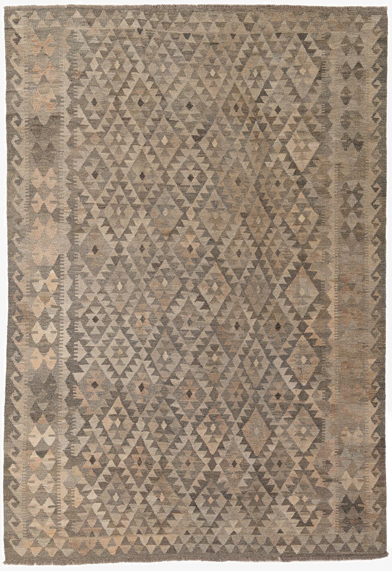 6' 9 x 9' 9  Hand Woven Kilim Maymana Wool Rug